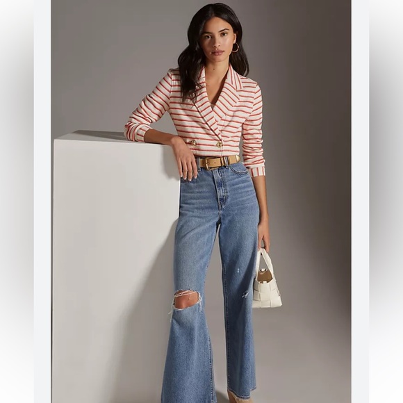 Anthro Maeve Striped Crop Jacket NWT - Picture 2 of 9